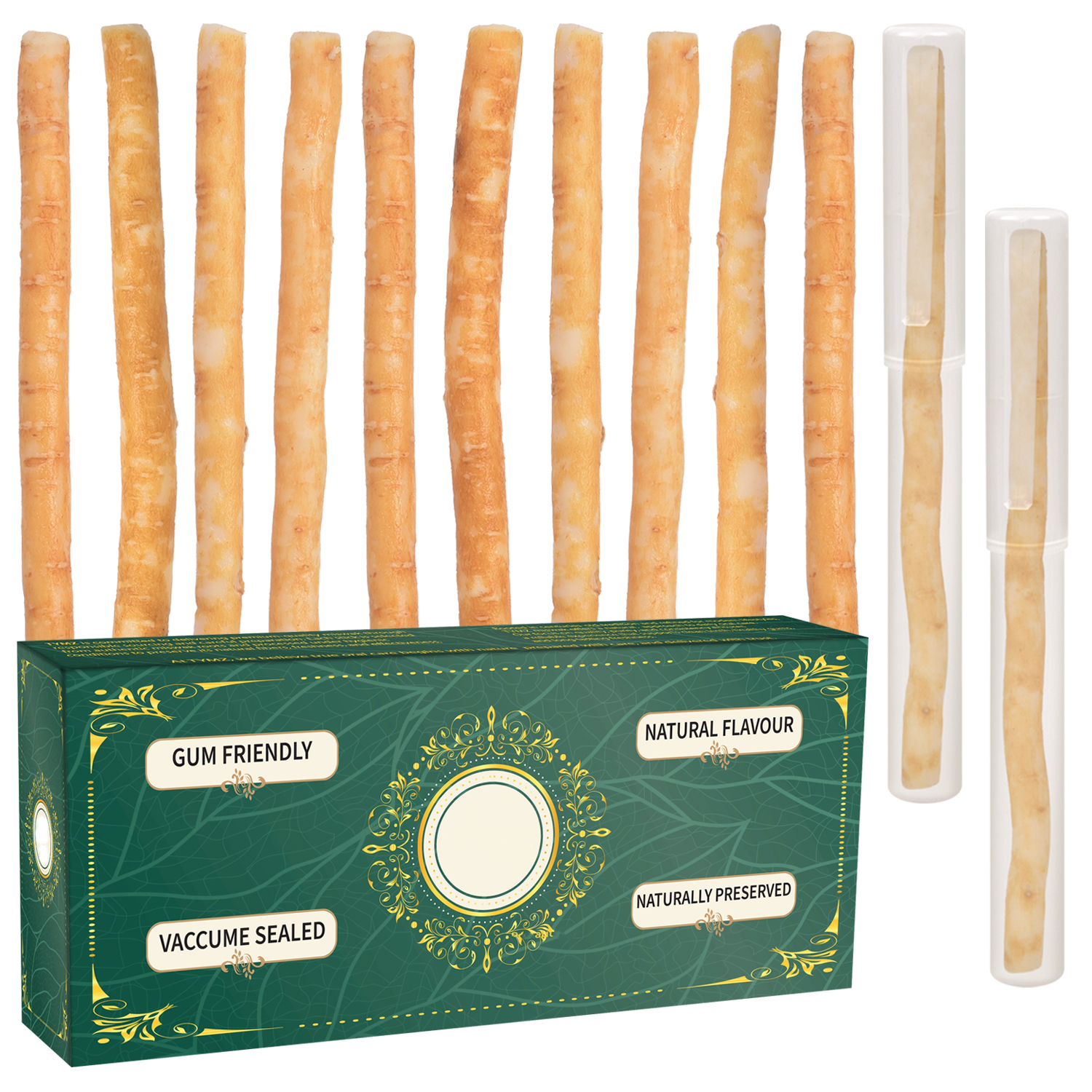 Natural Miswak Sticks Pack with Holder – Vacuum Sealed Fresh Sewak Toothbrush for Oral Care - Image 2