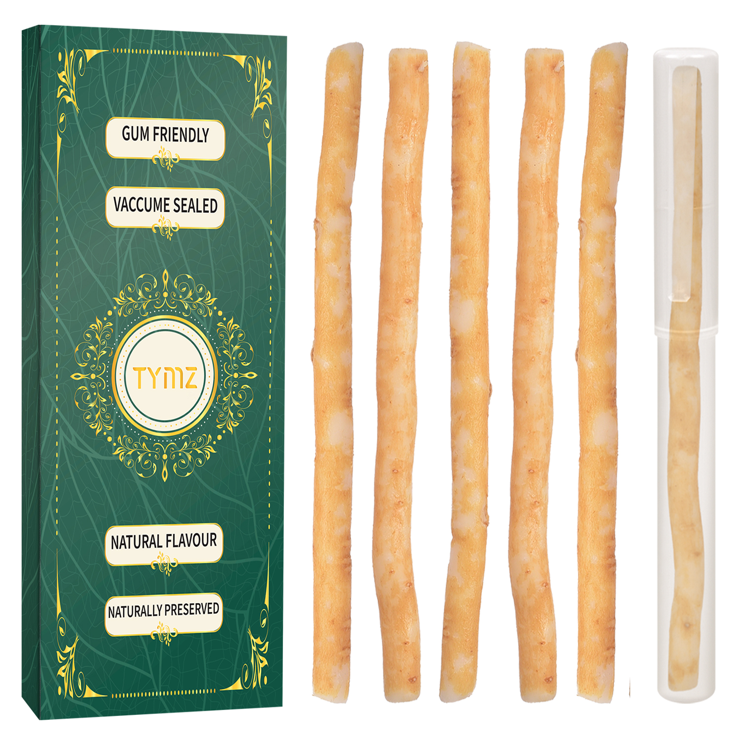 Natural Miswak Sticks Pack with Holder – Vacuum Sealed Fresh Sewak Toothbrush for Oral Care